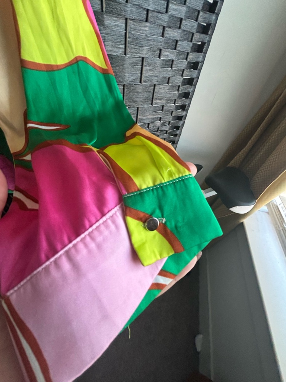 Zara Colorblock Silk Blouse - Green Pink Yellow - Picture 4 of 5